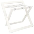 roootz compact luggagerack beechwood white with white leather straps and backstand