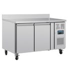 Polar RVS 2-deurs werkbank koeling met spatrand (282 ltr.)