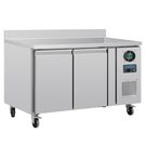 Polar RVS 2-deurs werkbank vriezer met spatrand (282 ltr.)